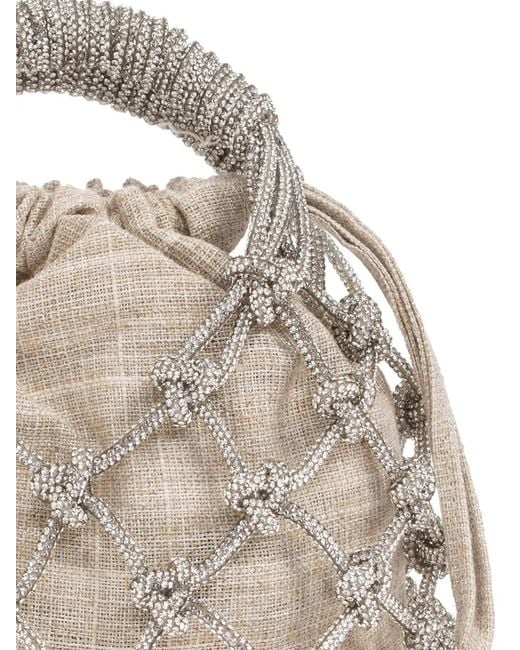 Kurt Geiger White Small Macramé Tote Bag