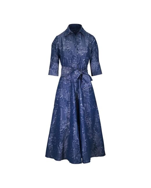 Sara Roka Blue Floral-Pattern Dress