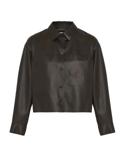 Yves Salomon Black Leather Shirt