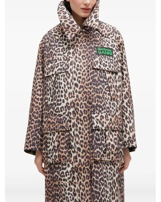 Ganni Brown X Barbour Ruffled-Detail Coat