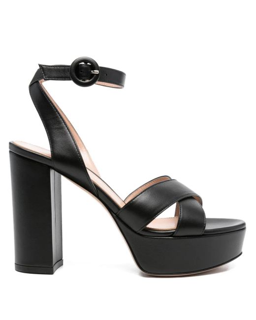 Gianvito Rossi Black 105Mm Sabrina Crossover Platform Sandals