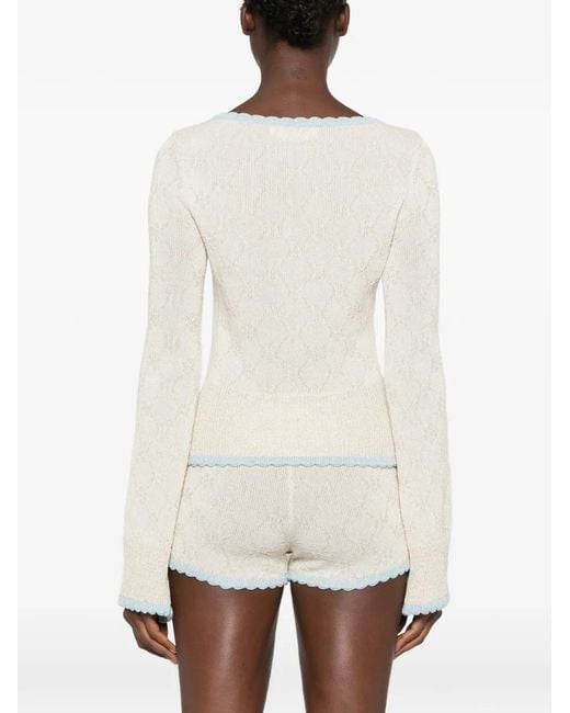 Asta Resort White Franca Scallop-Edge Cardigan