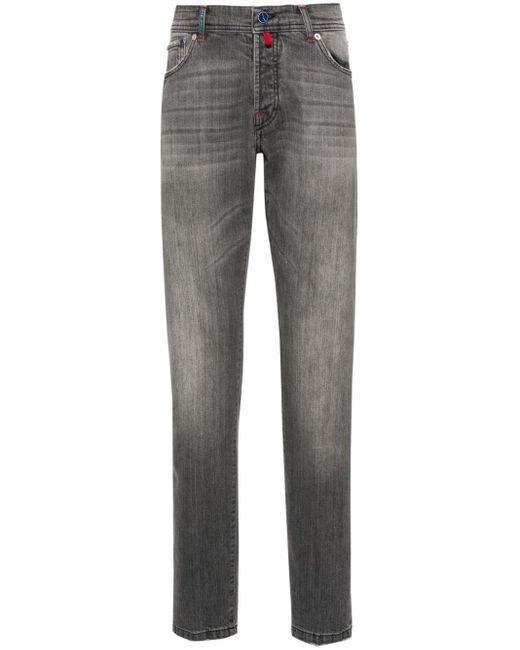 Kiton Gray Slim-leg Cotton Jeans for men
