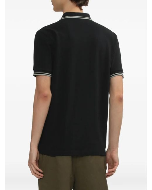 Fred Perry Black Laurel-Wreath Striped Polo Shirt for men