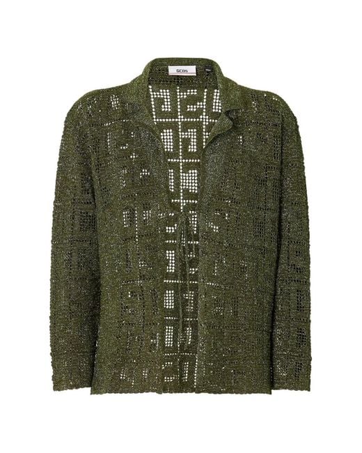 Gcds Green Monogram Macramé Cardigan