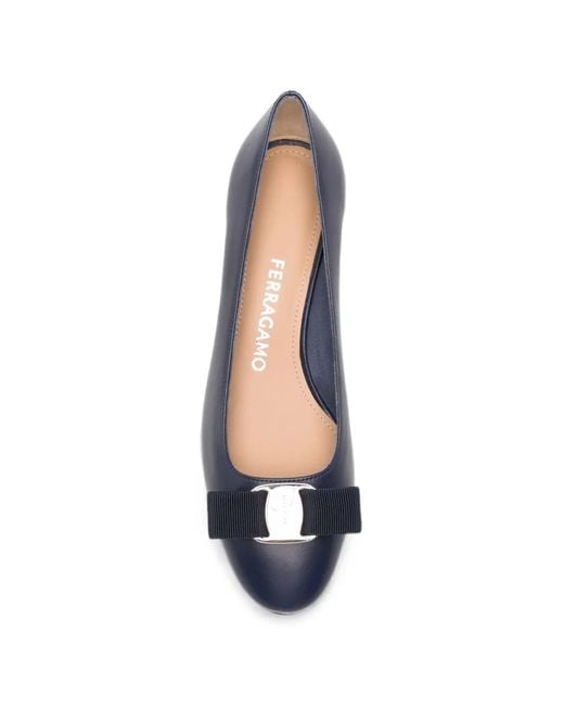 Ferragamo Blue Vara Bow Pumps