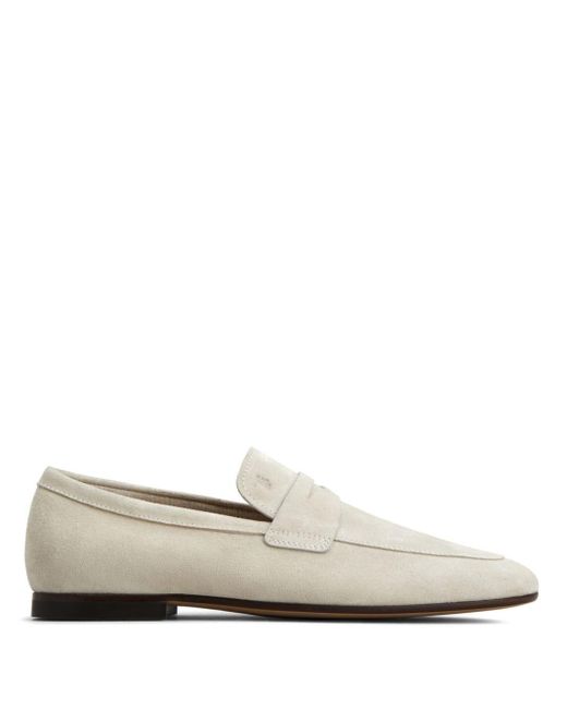 Tod's White Loafers In Suede for men