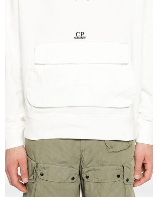 Hoodie en coton à logo brodé C P Company pour homme en coloris White