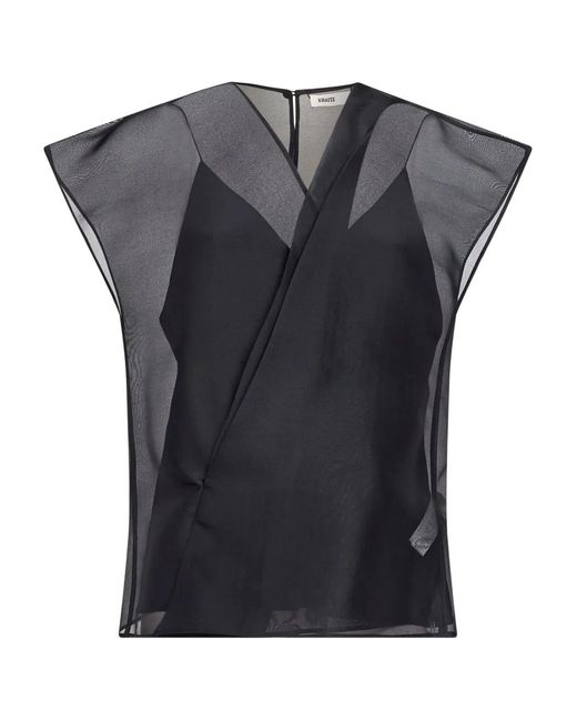 Khaite Black Short-Sleeves Blouse