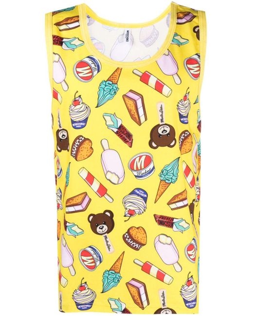 Moschino Yellow Graphic-print Tank Top for men