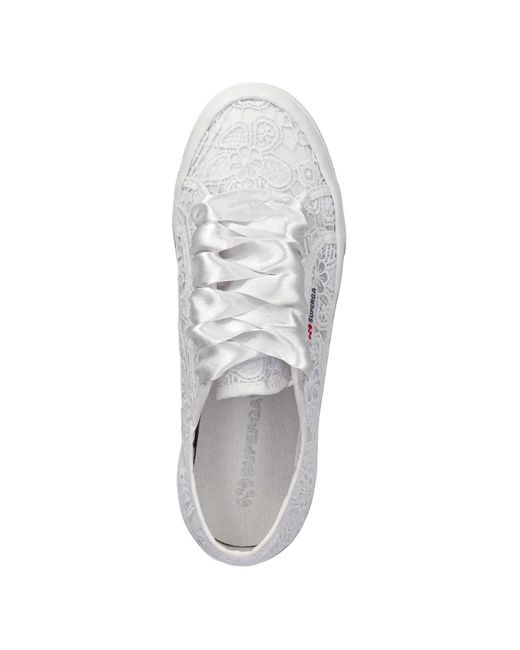 Superga White Lace Platform Sneakers