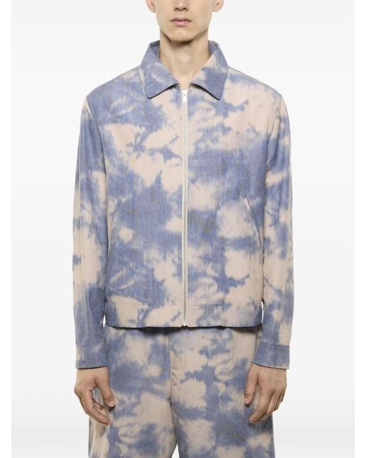 Laneus White Tie-Dye Zip Jacket for men