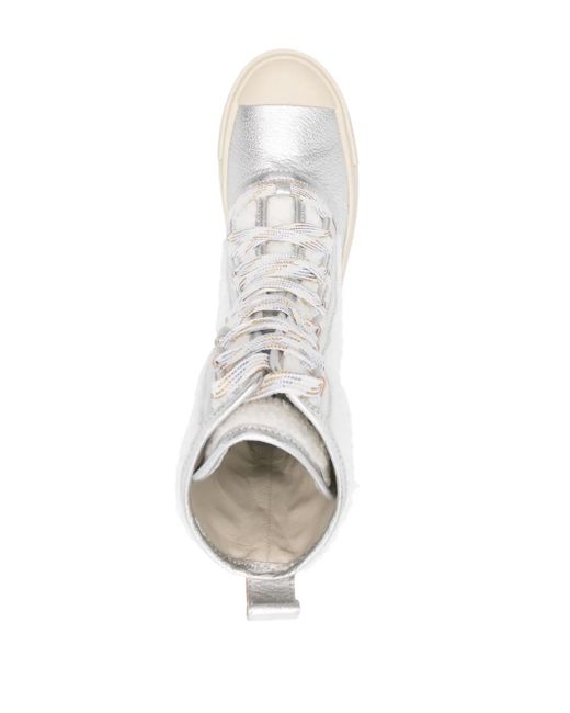Philippe Model White Leather New Hybrid High Sneakers With Fur