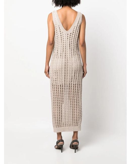Robe En Maille Ajourée À Coupe Longue Brunello Cucinelli en coloris Natural