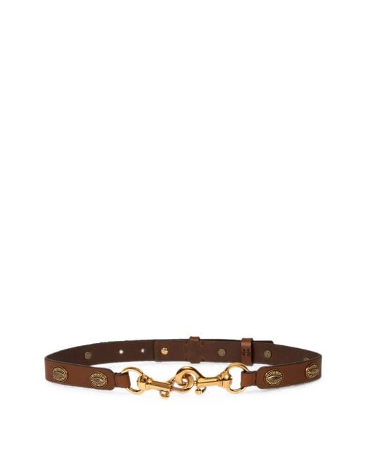 Etro White Leather Pony Belt With Oval-Shaped Studs