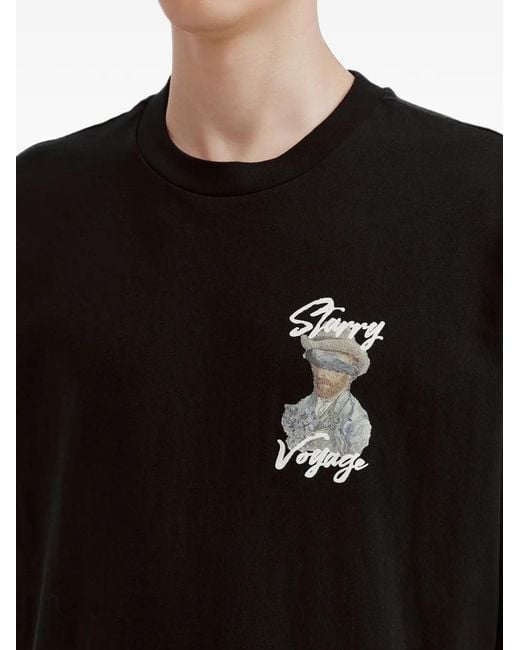 Musium Div. Black Graphic-Print T-Shirt for men