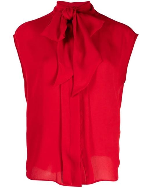 Moschino Red Tied Silk Bouse