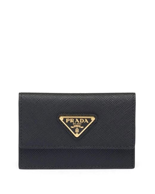 Tarjetero Con Placa Triangular Prada de color Blue