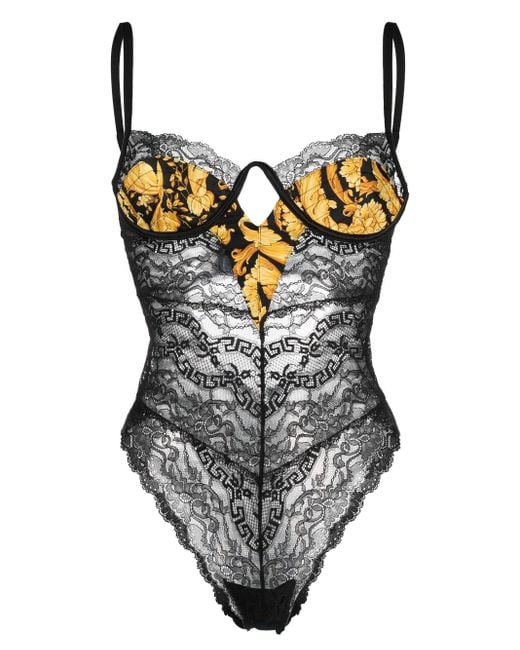 Versace Barocco Lace Bodysuit in Black Lyst