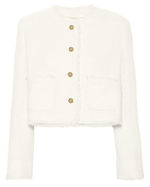 Miu Miu Natural Single-breasted Tweed Jacket