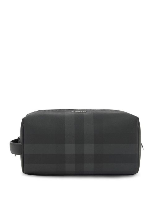 Burberry Black Check-patterned Wash Bag for men