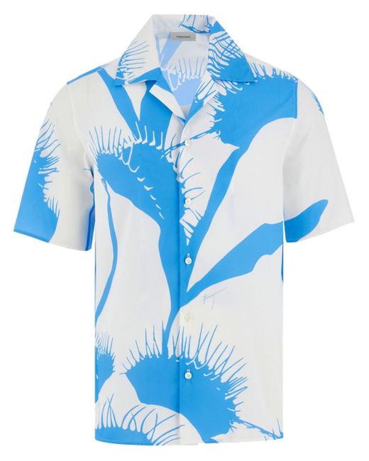 Ferragamo Blue Venus-print Cotton Shirt for men