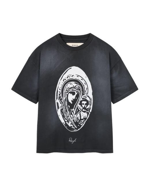 ROUGH Oversized-T-Shirt mit grafischem Print in Black für Herren