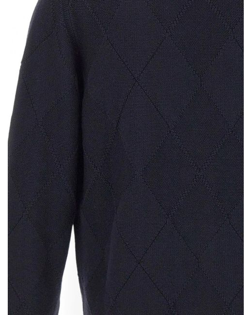 Kangra Blue Argyle-Knit Cardigan for men