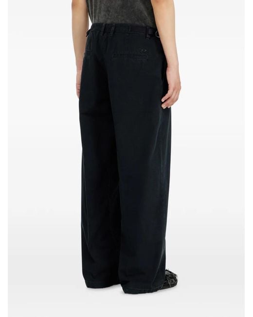 DIESEL Blue Pantalon En Coton Ripstop À Boucles Latérales for men