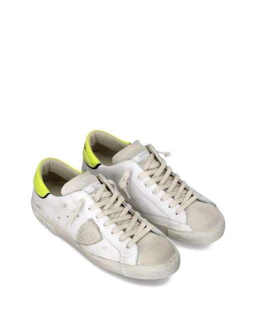 Philippe Model White Prsx Leather Patchwork Low-Top Sneakers for men