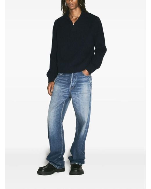 Saint Laurent Blue Faded-Wash Jeans for men