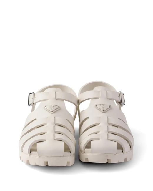 Prada White Rubber Fisherman Sandals for men