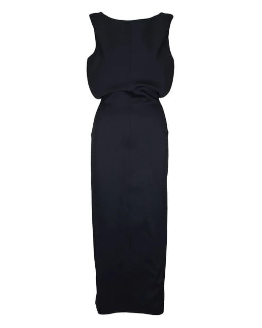 Khaite Blue Fitted-Waistband Midi Dress