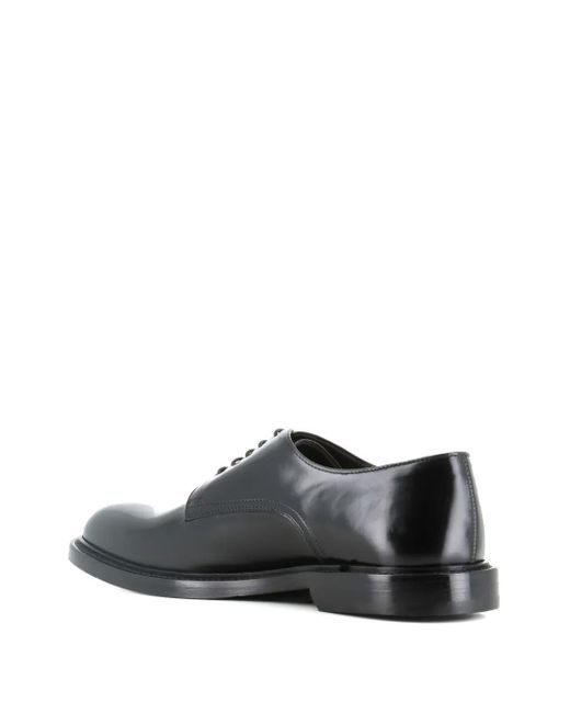 Green George Gray Leather Derby Shoes for men