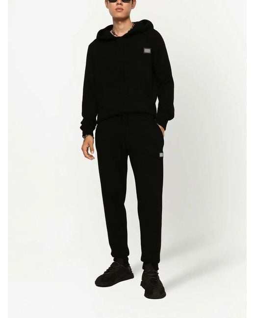 Dolce & Gabbana Black Wool-Cashmere Track Pants for men