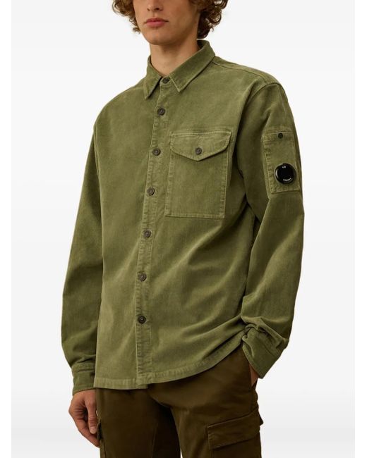 C P Company Green Corduroy Patch-Pocket Shirt for men