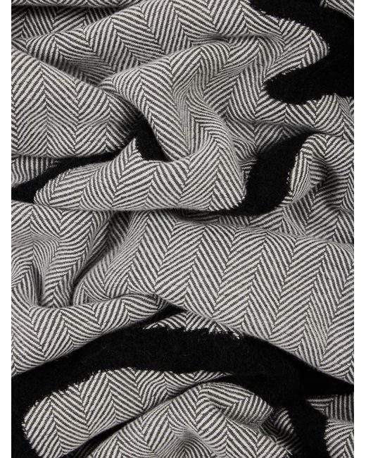 Paul Smith Gray And Herringbone Logo Scarf