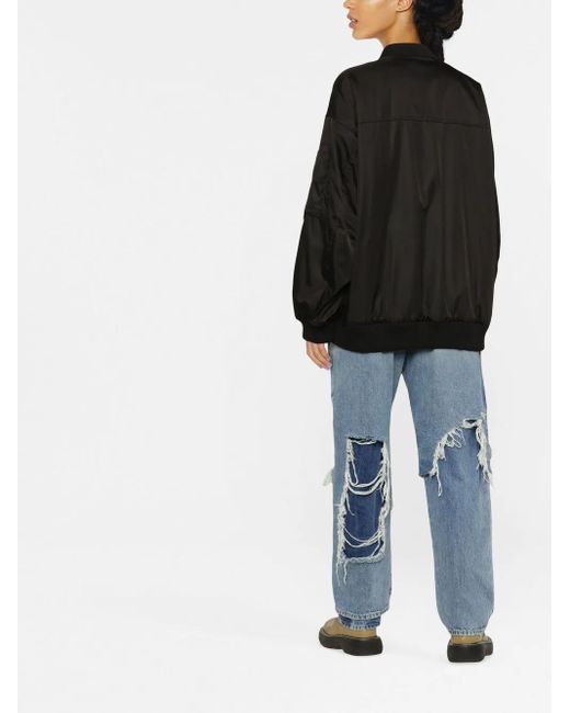 DSquared² Black Embroidered-Logo Bomber Jacket