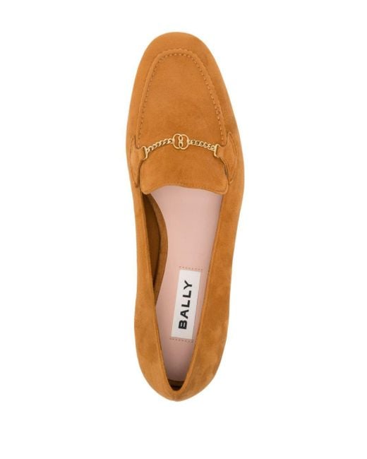 Bally Brown Logo-plaque Suede Loafers