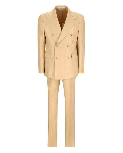 Tagliatore Natural Pinstripe-Pattern Double-Breasted Suit for men