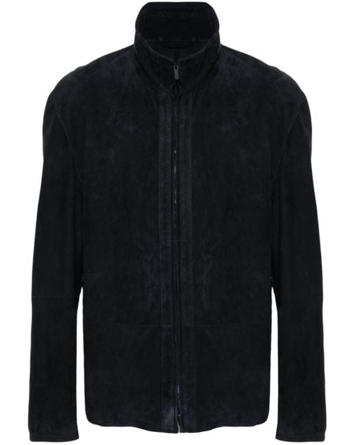 Giorgio Armani Blue Suede Shirt Jacket for men