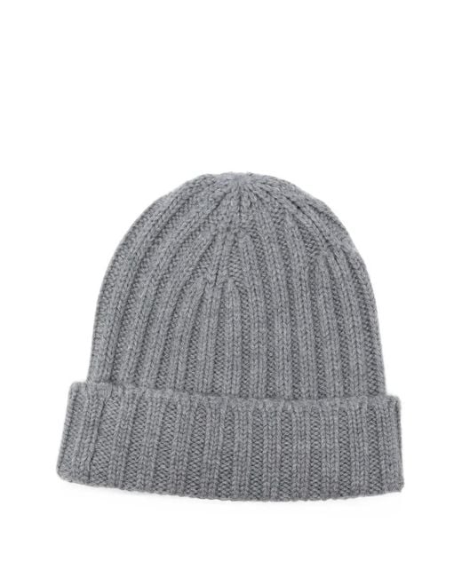 Aspesi Gray Ribbed-Knit Hat for men