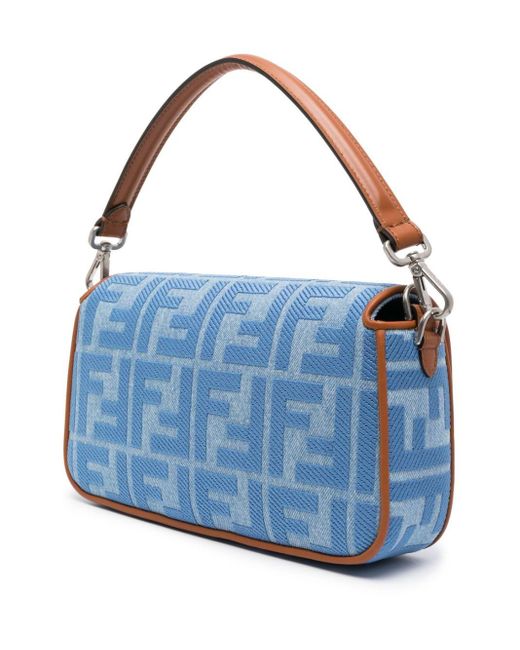 Fendi Blue Baguette Denim Crossbody Bag