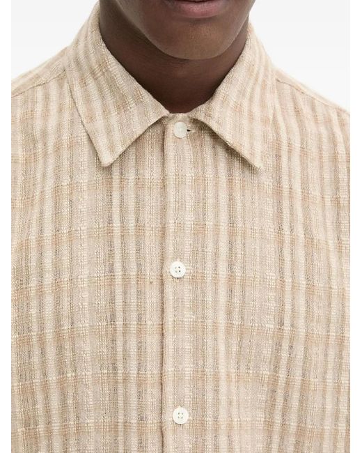 Samsøe & Samsøe Natural Checked Short-Sleeve Shirt for men