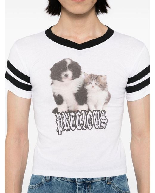 【Ashley Williams】ホワイト Puppy & Kitten Varsity Tシャツ Ashley Williams Puppy & Kitten Precious T-Shirt in White