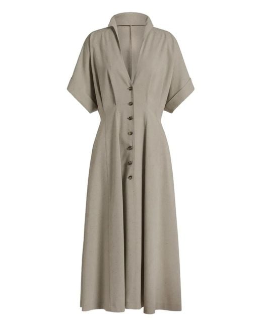 Alberta Ferretti Natural Tweed Viscose Polyester Dress