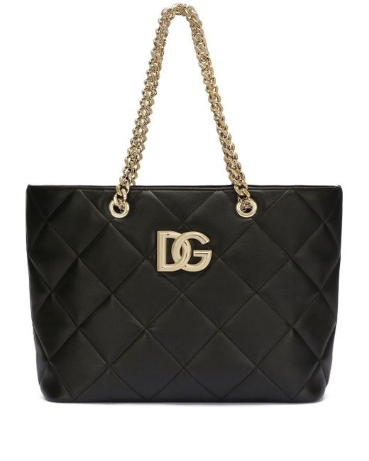 Dolce & Gabbana Dg-logo Quilted Leather Tote Bag in Black | Lyst Canada