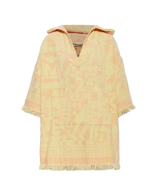 Zimmermann Natural Solstice Logo-Jacquard Beach Mini Dress