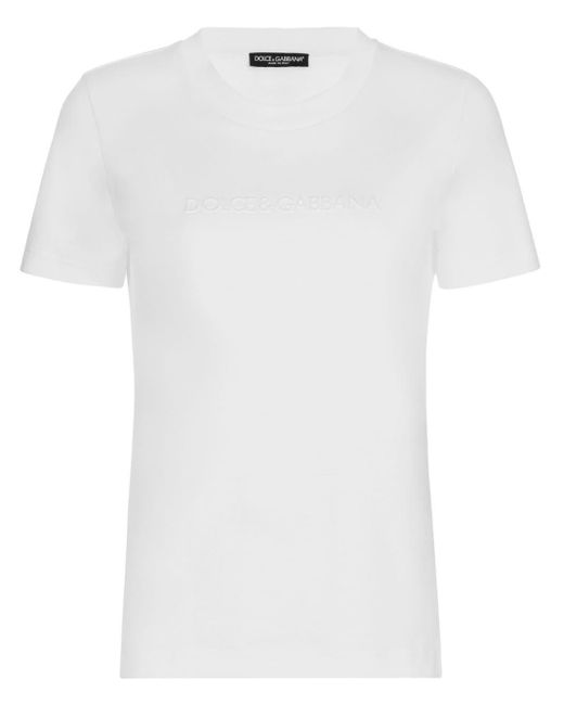 Dolce & Gabbana T-shirt Met Logo-reliëf in het White