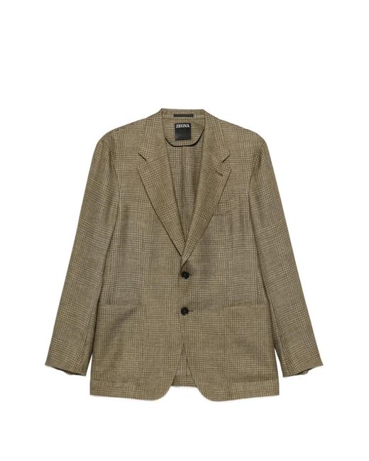 Zegna Green Notched-Lapel Jacket for men